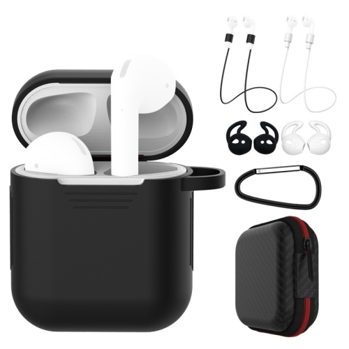 

7 PCS Wireless Earphones Shockproof Silicone Protective Case for Apple AirPods 1 / 2(Black White)