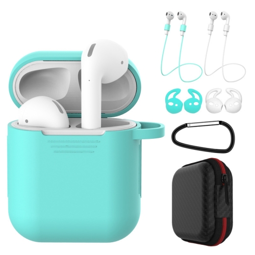 

7 PCS Wireless Earphones Shockproof Silicone Protective Case for Apple AirPods 1 / 2(White + Green)