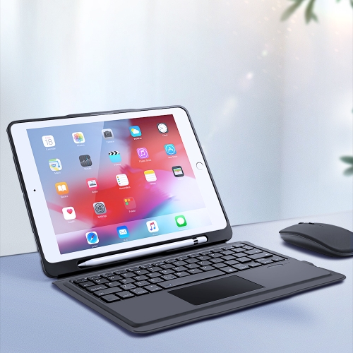 

DUX DUCIS For iPad Pro 9.7 inch Detachable Touch Bluetooth Keyboard PU Leather + Silicone Tablet Case with Smart Sleep & Wake-up / Pen Slot / Bracket(Black)