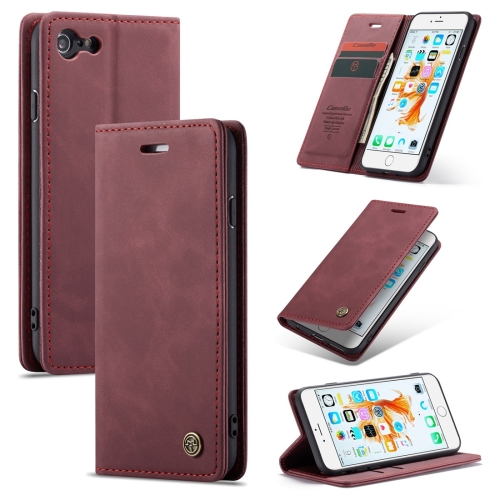 

CaseMe-013 Multifunctional Retro Frosted Horizontal Flip Leather Case for iPhone 6 / 6s, with Card Slot & Holder & Wallet(Wine Red)