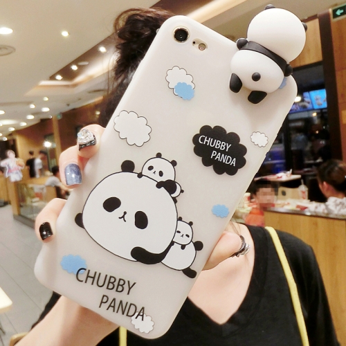 

For iPhone 6 & 6s Three Pandas Pattern 3D Lovely Papa Panda Dropproof Protective Back Cover Case