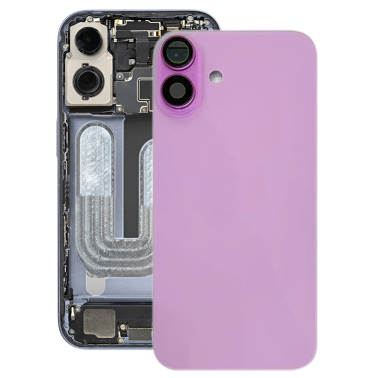 

For iPhone 16 Plus Battery Back Cover with Camera Lens Cover(Pink)