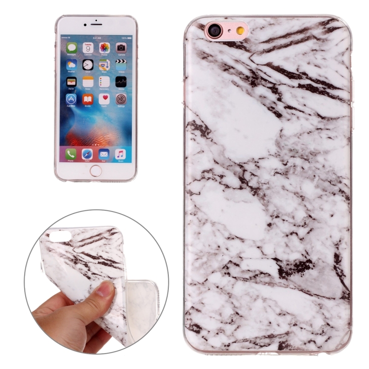 

For iPhone 6 Plus & 6s Plus White Marbling Pattern Soft TPU Protective Back Cover Case