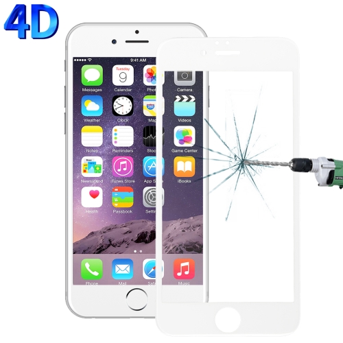 

For iPhone 6 Plus & 6s Plus 0.26mm 9H Surface Hardness 4D Curverd Arc Explosion-proof HD Silk-screen Tempered Glass Full Screen Film (White)