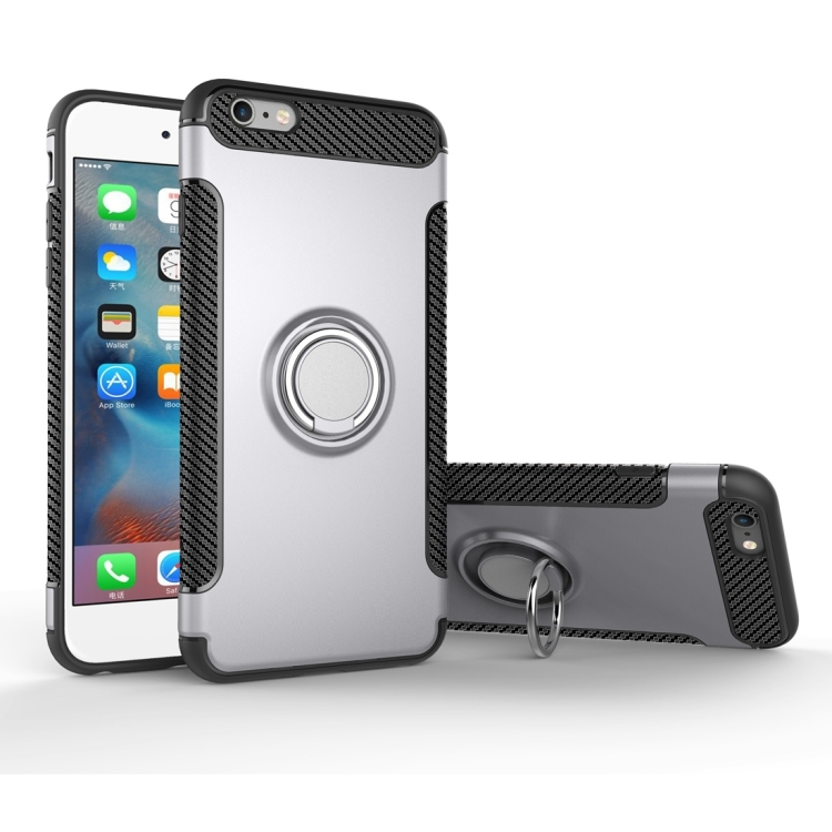 

For iPhone 6 Plus & 6s Plus Magnetic 360 Degree Rotation Ring Armor Protective Case(Silver)