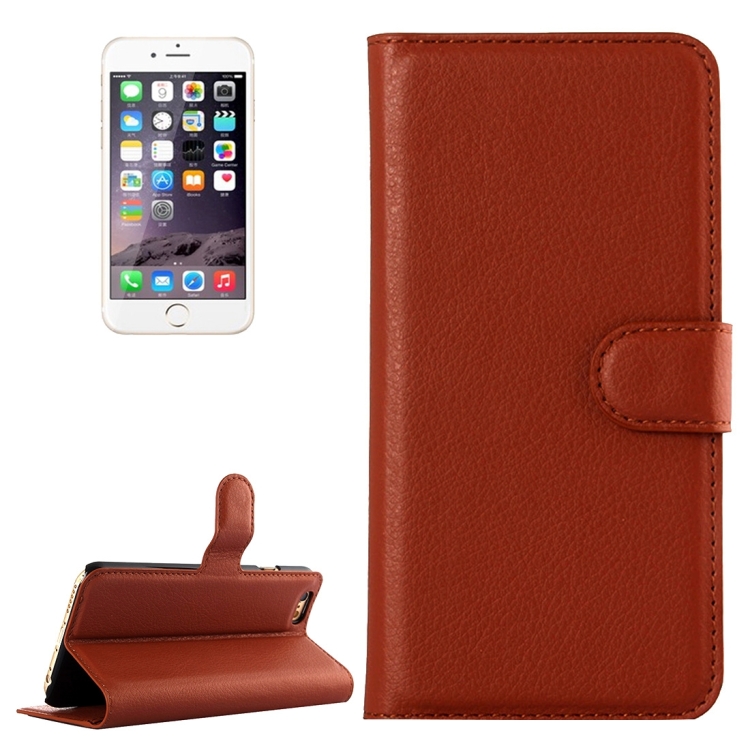 

For iPhone 6 & 6s Litchi Texture Horizontal Flip Leather Case with Holder & Card Slots & Wallet(Brown)