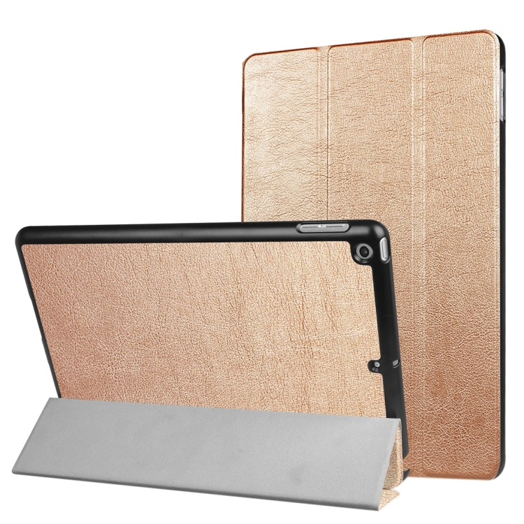 

For iPad 9.7 (2018) & iPad 9.7 (2017) Custer Texture Horizontal Flip Leather Case with Three-folding Holder & Sleep / Wake-up Function(Gold)