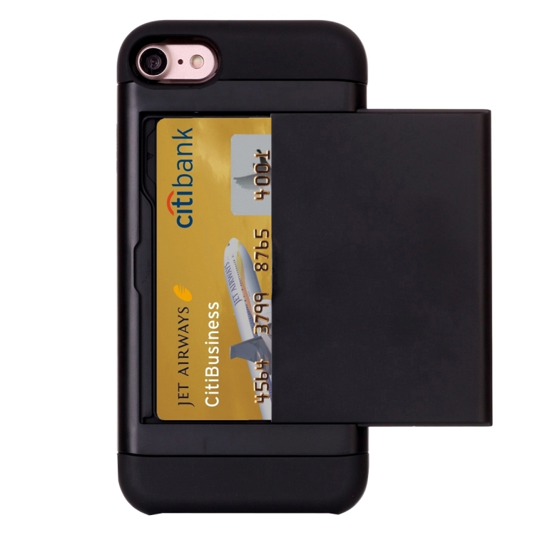 

For iPhone 8 & 7 Slide Style TPU + PC Combination Case with Card Slot(Black)