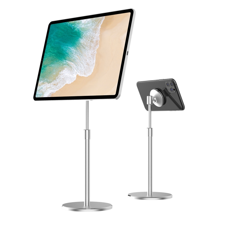 

R-JUST PB02 Retractable 360-degree Rotating Magnetic Phone Holder Tablet PC Holder for All Mobile Phones / Tablet PCs, Height Range: 19-32.5cm(Silver)