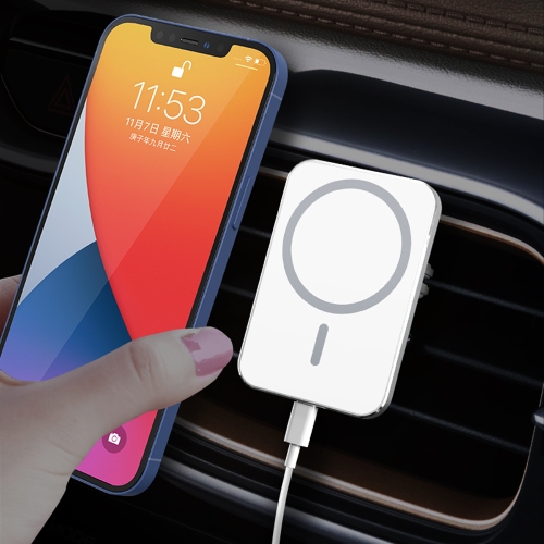X16 Magsafe Car Air Outlet Vent Mount Clamp Holder 15W Fast Charging Qi Magnetic Wireless Charger(White) flexible motor vibration fat instrument massage head with shaft vibration fat instrument g5 accessories
