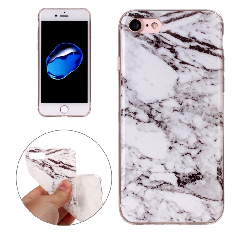 

For iPhone 8 & 7 White Marbling Pattern Soft TPU Protective Back Cover Case