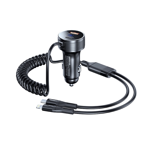 

REMAX RCC336 Saga Series 2 in 1 Car 52.5W PD Fast Charger with USB-C / Type-C + 8 Pin Spring Cable