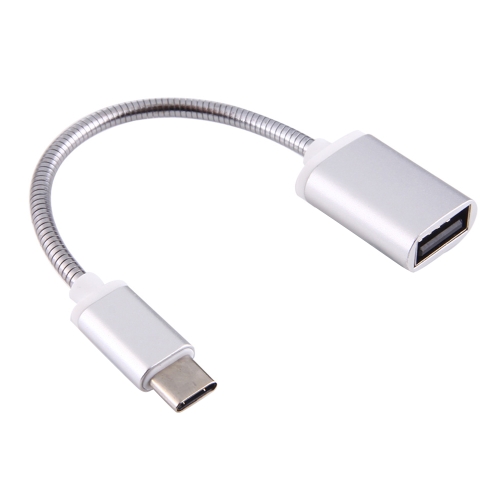 

8.3cm USB Female to Type-C Male Metal Wire OTG Cable Charging Data Cable(Silver)