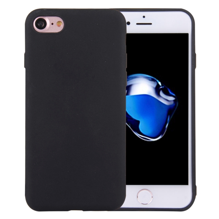 

For iPhone 8 & 7 Solid Color TPU Protective Case Without Round Hole(Black)