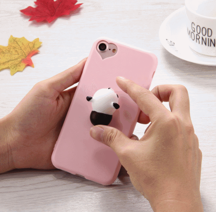 Fr iPhone 8 & 7 3D Panda Muster Squeeze Relief Squishy Dropproof  Schutzhlle