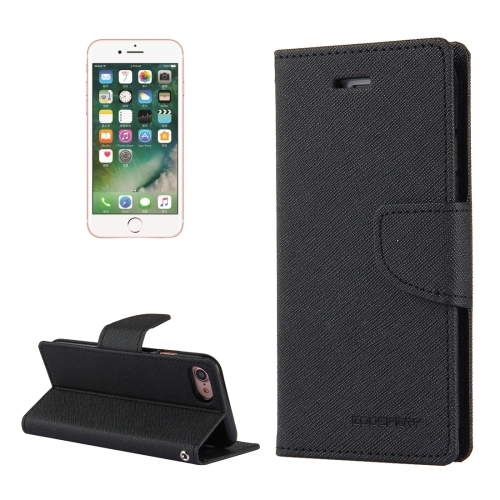 

GOOSPERY FANCY DIARY for iPhone 8 & 7 Cross Texture Horizontal Flip Leather Case with Card Slots & Wallet & Holder(Black)