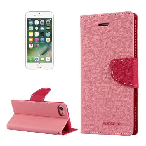 

GOOSPERY FANCY DIARY for iPhone 8 & 7 Cross Texture Horizontal Flip Leather Case with Card Slots & Wallet & Holder(Pink)