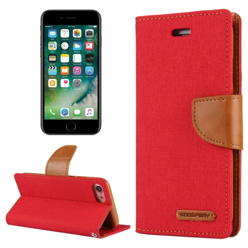 

GOOSPERY CANVAS DIARY for iPhone 8 & 7 Canvas Texture Horizontal Flip Leather Case with Card Slots & Wallet & Holder(Red)