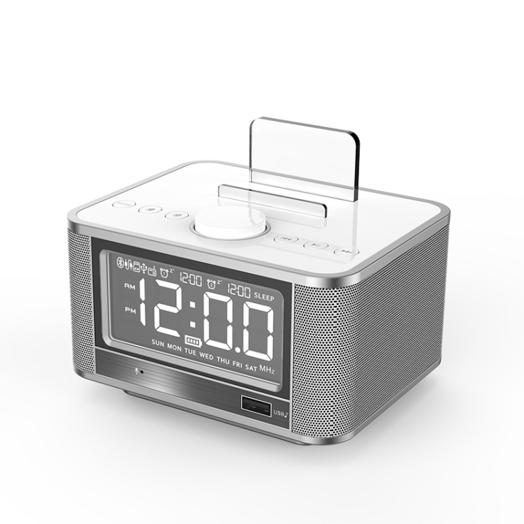 X7 Bluetooth Mega Bass Alarm Box Clock Radio (Grey)