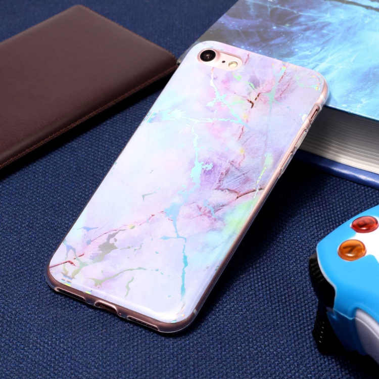 

For iPhone SE 2020 & 8 & 7 Pink Gold Marble Pattern Soft Protective Back Cover Case