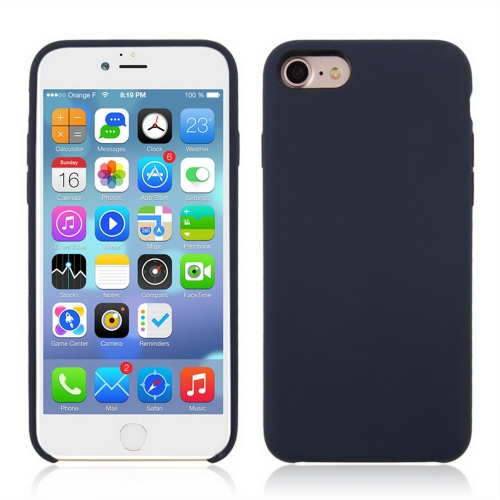 

For iPhone SE 2020 & 8 & 7 Pure Color Liquid Silicone + PC Shockproof Defender Case(Dark Blue)