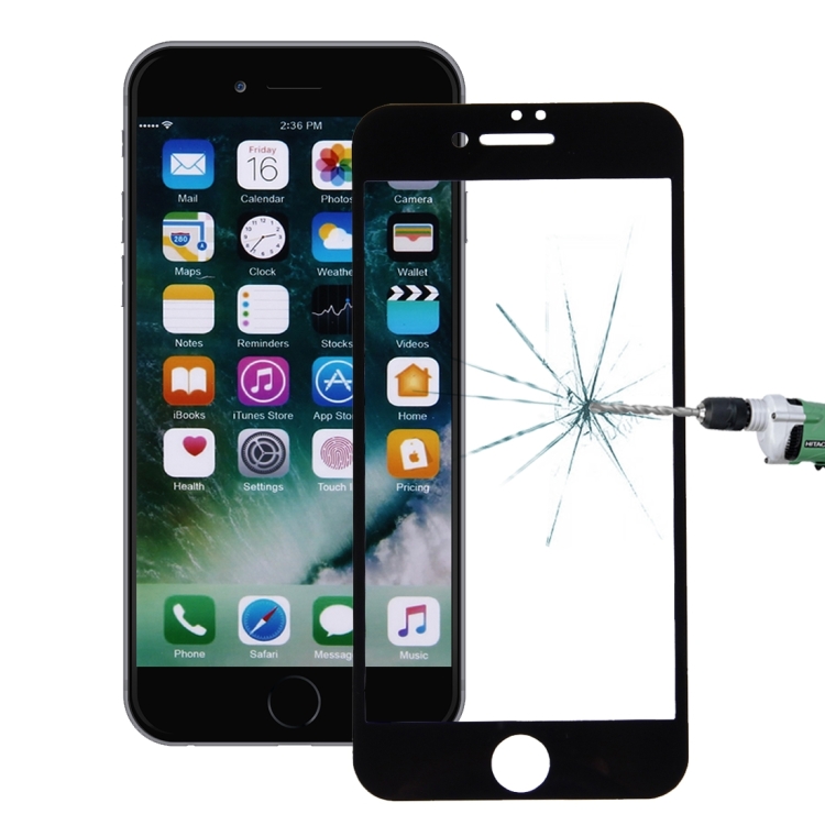 

For iPhone 7 Plus Silk Printing Screen Protector 0.26mm 9H Surface Hardness 2.5D Explosion-proof Tempered Glass Screen Film(Black)