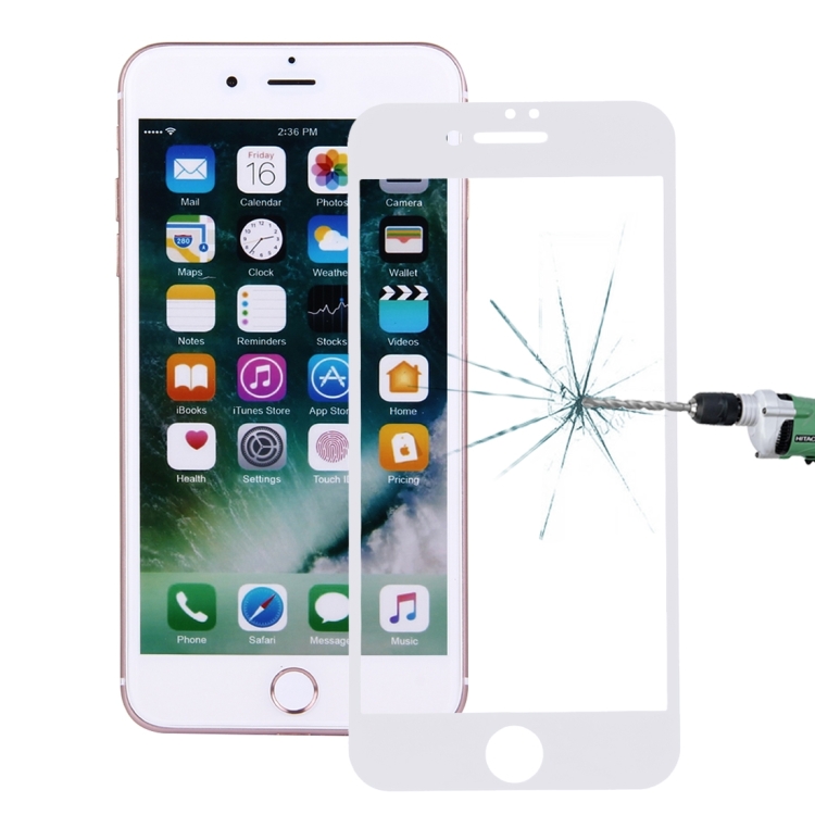

For iPhone 7 Plus Silk Printing Screen Protector 0.26mm 9H Surface Hardness 2.5D Explosion-proof Tempered Glass Screen Film(White)