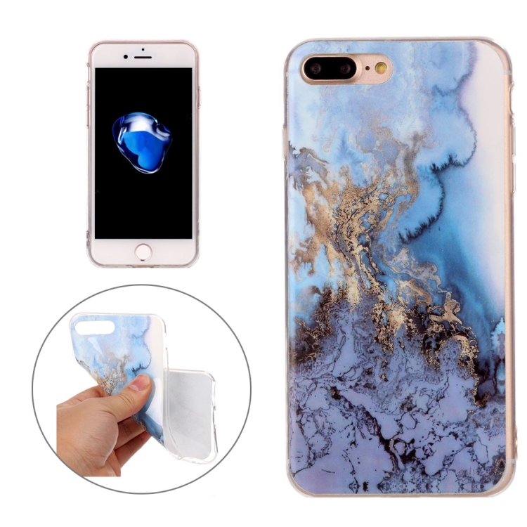 

For iPhone 8 Plus & 7 Plus Blue Marble Pattern Soft TPU Protective Case