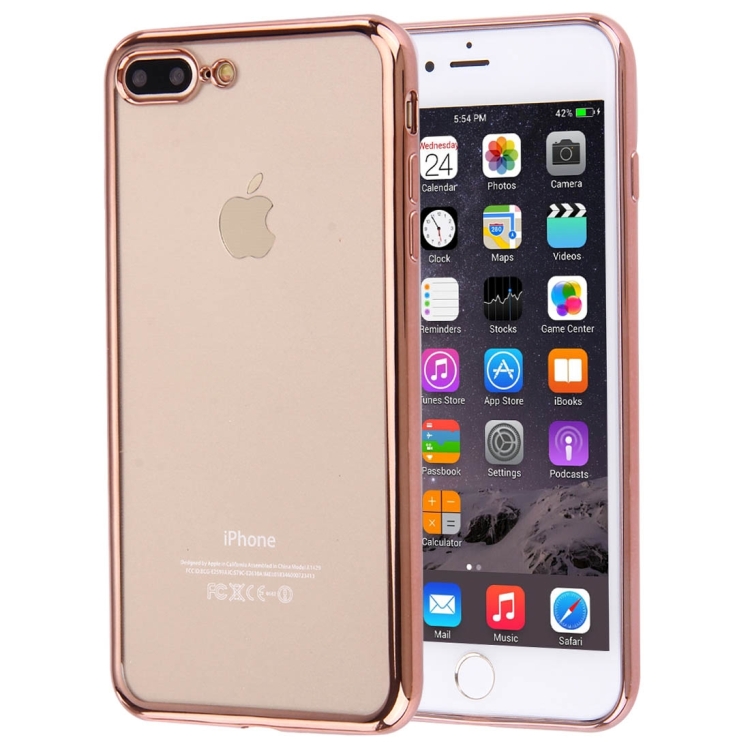 

For iPhone 8 Plus & 7 Plus Electroplating Transparent Soft TPU Protective Cover Case(Rose Gold)
