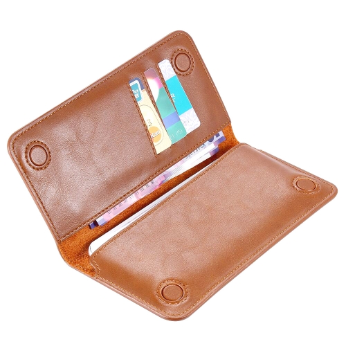 

FLOVEME Universal Magnetic Genuine Leather Horizontal Flip Protective Case with Card Slots & Wallet for iPhone / Samsung / Huawei / Xiaomi / 5.5 inch Below Smartphones(Brown)