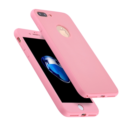 

For iPhone 8 Plus & 7 Plus Stylish Lightweight 360 Degree Shockproof Detachable TPU + PC Combination Protective Case (Pink)