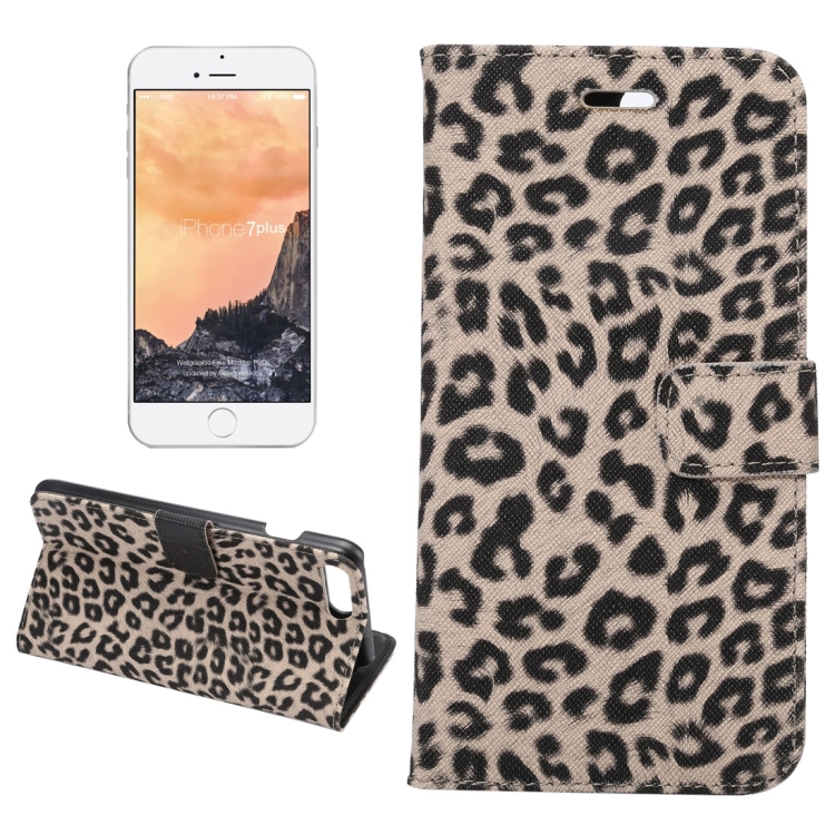 

For iPhone 8 Plus & 7 Plus Leopard Texture Horizontal Flip Leather Case with Holder & Card Slots & Wallet(Brown)