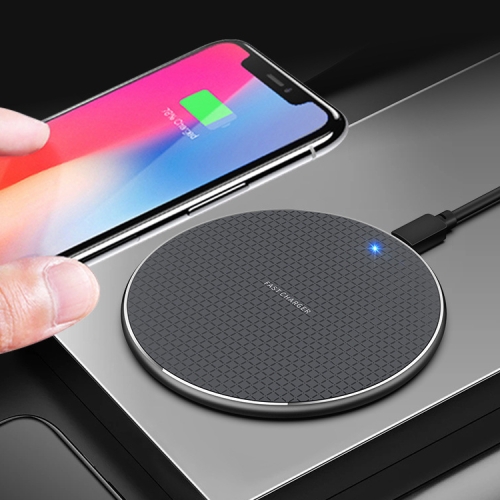 K8 30W Aluminum Alloy Round Desktop Wireless Charger with 1m Type-C Fast Charging Cable(Black)