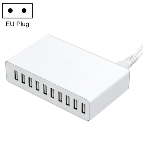 

XBX09L 50W 5V 2.4A 10 USB Ports Quick Charger Travel Charger, EU Plug(White)