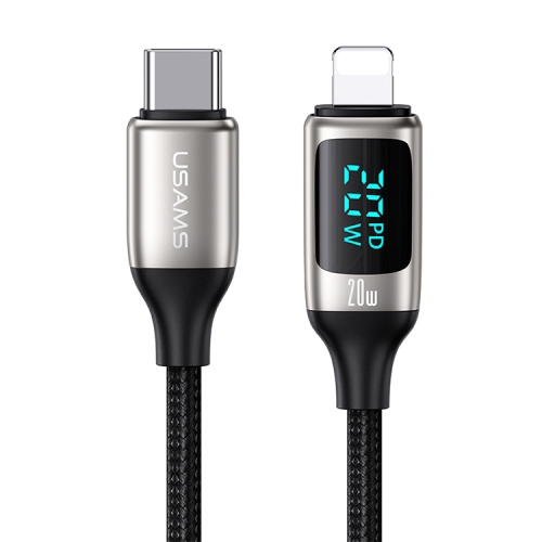 

USAMS US-SJ545 U78 Type-C / USB-C to 8 Pin PD Aluminum Alloy Digital Display Fast Charging Data Cable, Length: 1.2m(White)