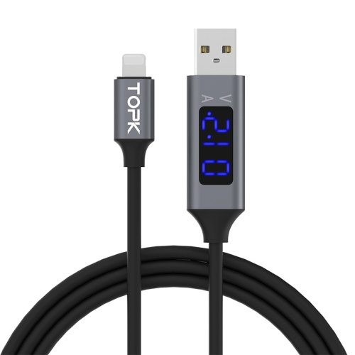 

TOPK 3A USB to 8 Pin Smart Digital Display Fast Charging Data Cable, Cable Length: 1m