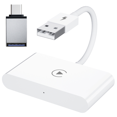 

USB + USB-C / Type-C Wired to Wireless Carplay Adapter for iPhone(White)