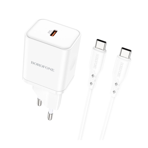 

Borofone BN6 PD 20W Single Port Travel Charger with Type-C / USB-C to Type-C / USB-C Cable, EU Plug(White)