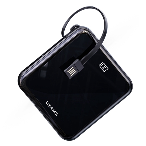 

USAMS US-CD169 PB61 10000mAh USB Version Large Screen Digital Display Mini Power Bank with Lanyard (Black)