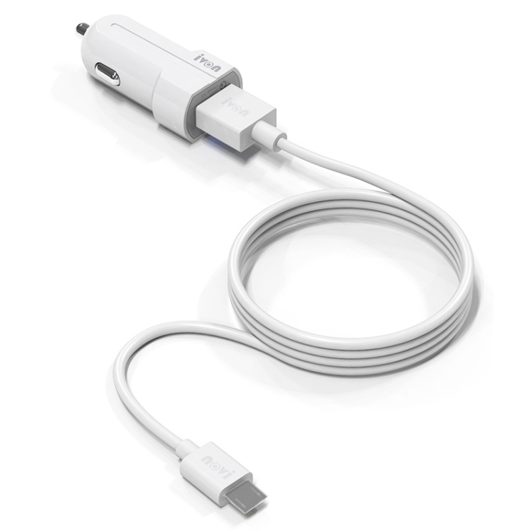 

IVON CC13 QC 3.0 Fast Charging Car Charger Set with Micro USB Charging Cable (White)