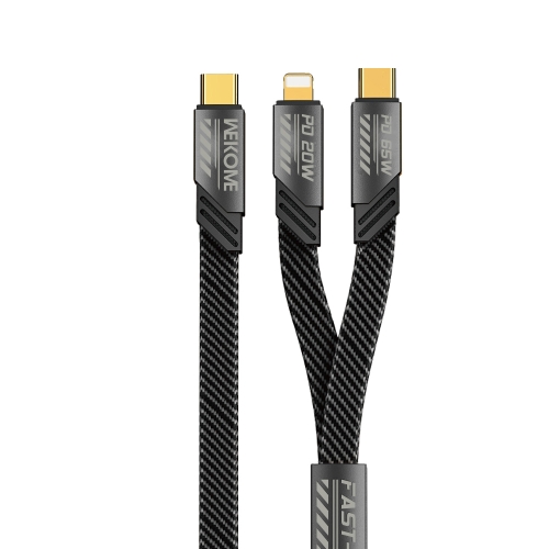 

WK WDC-189 Armor Series 2 in 1 65W USB-C/Type-C to USB-C/Type-C+8 Pin Magnetic Data Cable, Length: 1.2m(Tarnish)