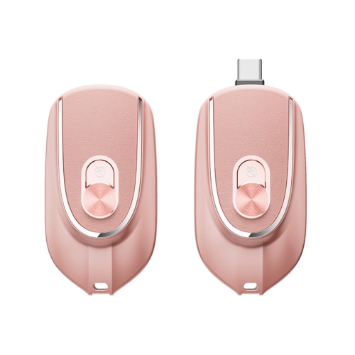 

V9 1200mAh USB-C/Type-C & 8 Pin Interface Mini Emergency Power Bank Key Chain (Pink)