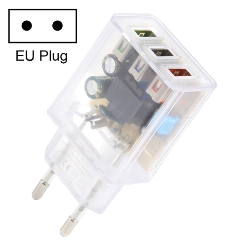 

64-222 2A Three USB Transparent Charger, specification: EU Plug