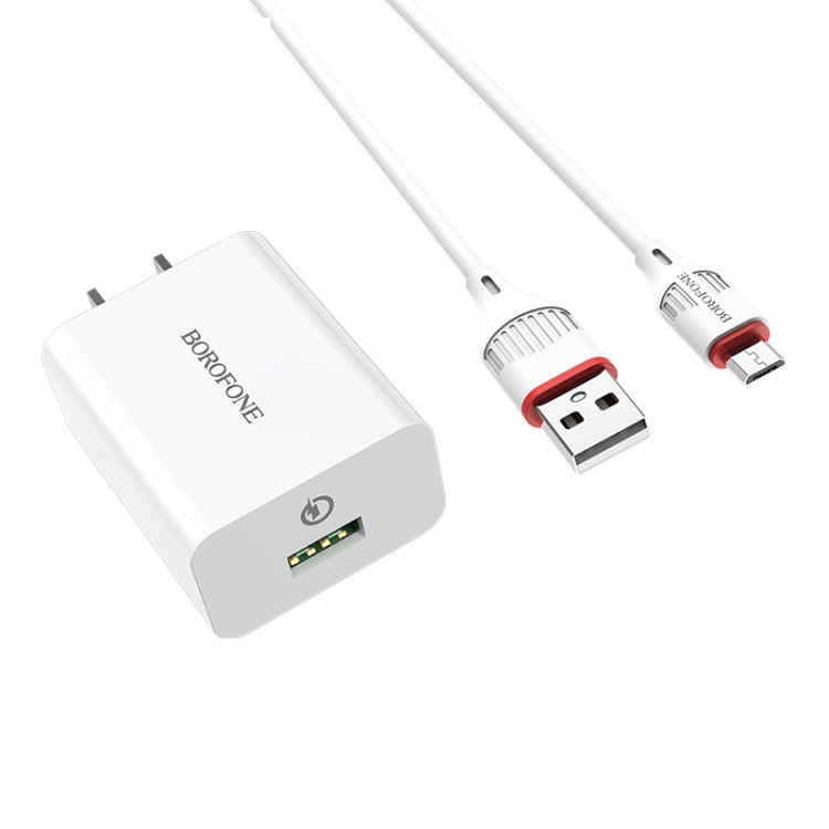 BOROFONE BA21 QC3.0 Long Journey Single Port Charger Power Adapter Set