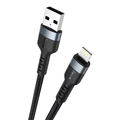 

IVON CA88 12W 2.4A USB to 8 Pin Nylon Braid Fast Charge Data Cable, Cable Length: 1m (Black)