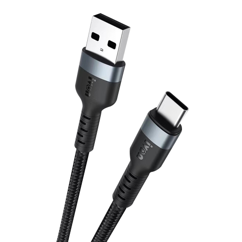 

IVON CA88 12W 2.4A USB to USB-C / Type-C Nylon Braid Fast Charge Data Cable, Cable Length: 1m(Black)