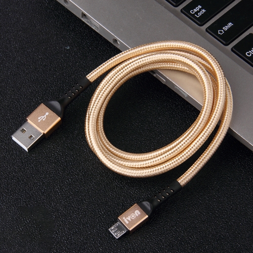 

IVON CA89 2.1A USB to Micro USB Braid Fast Charge Data Cable, Cable Length: 1m (Gold)