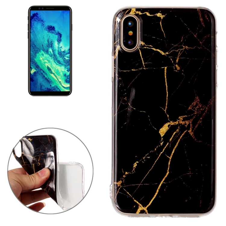 

For iPhone X / XS Black Marble Pattern TPU Shockproof Protective Back Cover Case