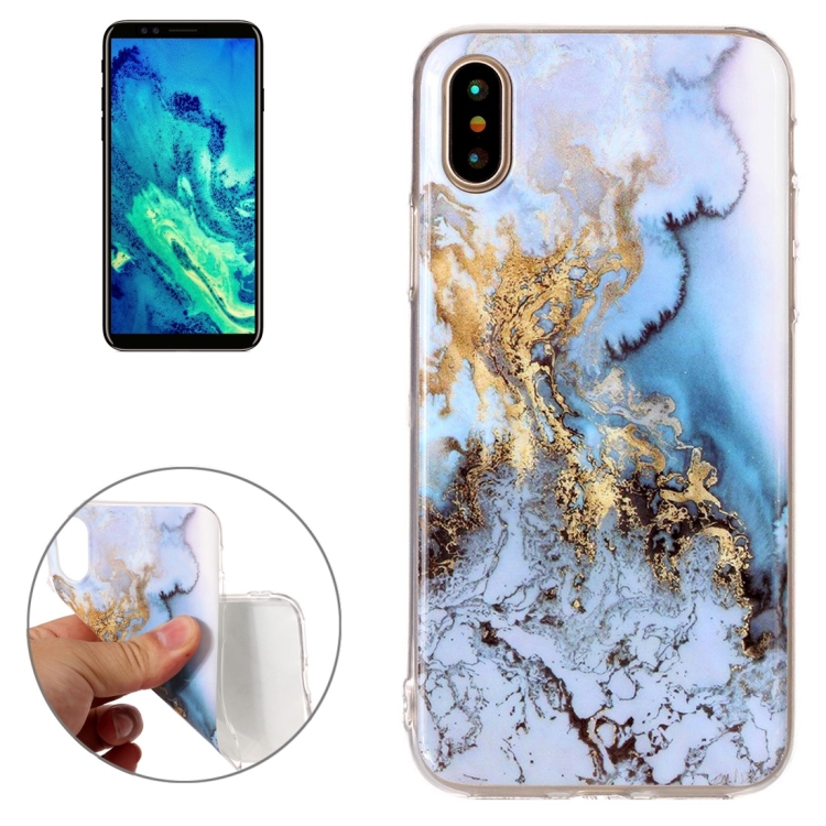 

For iPhone X / XS Blue Marble Pattern TPU Shockproof Protective Back Cover Case