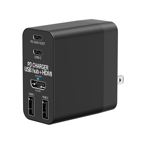 

X8H 60W Type-C + USB + HDMI HUB PD Charger, US Plug